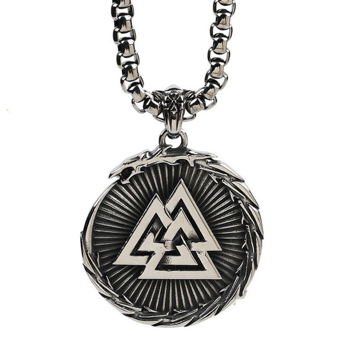 Vegvisir Compass Viking Valknut Pendant Necklace