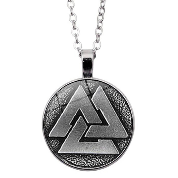 Grey Viking Valknut Pendant Necklace