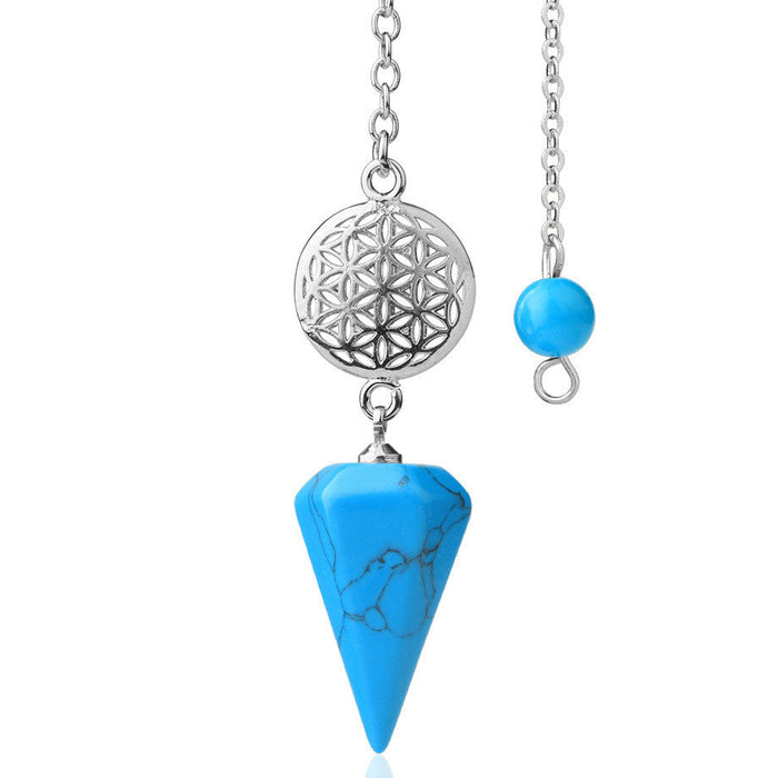 Flower of Life Blue Turquoise Divination Pendulum