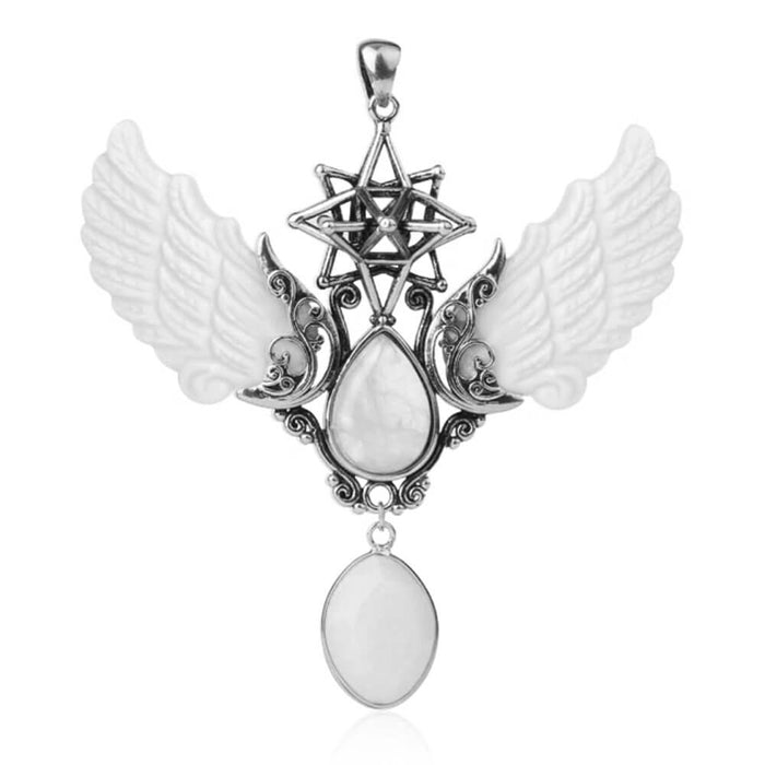 Rock Crystal Merkaba Angel Wings Pendant