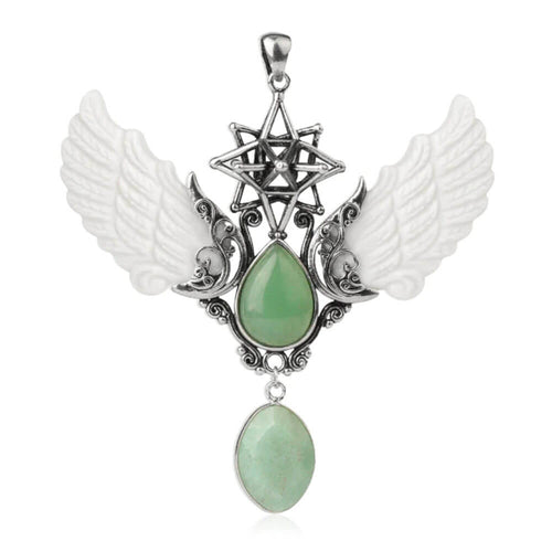 Green Aventurine Merkaba Angel Wings Pendant
