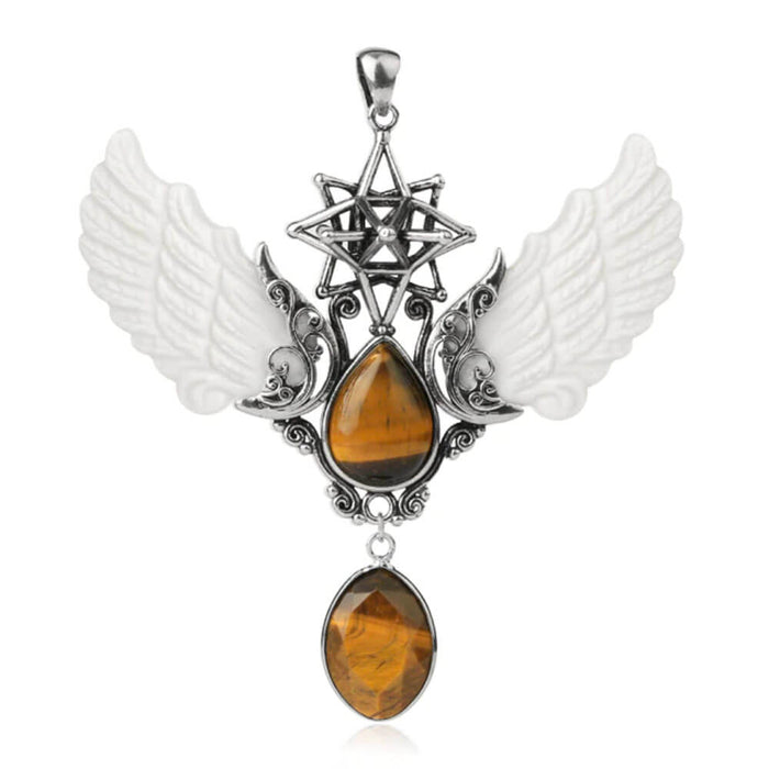 Tiger Eye Merkaba Angel Wings Pendant