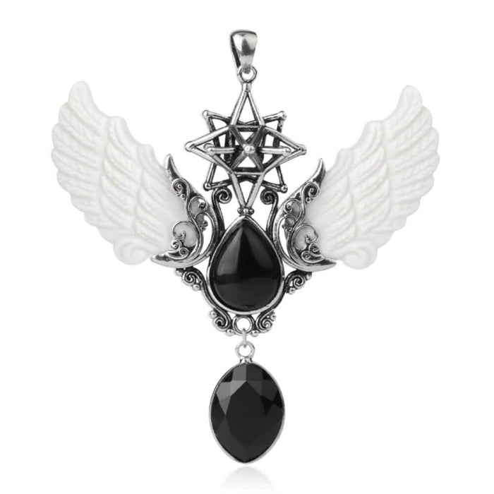 Black Obsidian Merkaba Angel Wings Pendant
