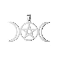 Silver Triple Moon Pentacle Pendant