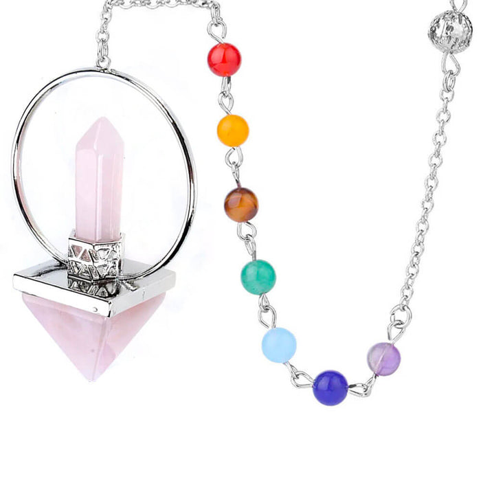 Pink Quartz Pyramid Divination Pendulum