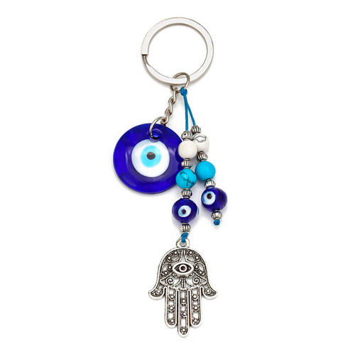 Greek Evil Eye Hand of Fatima Keyring