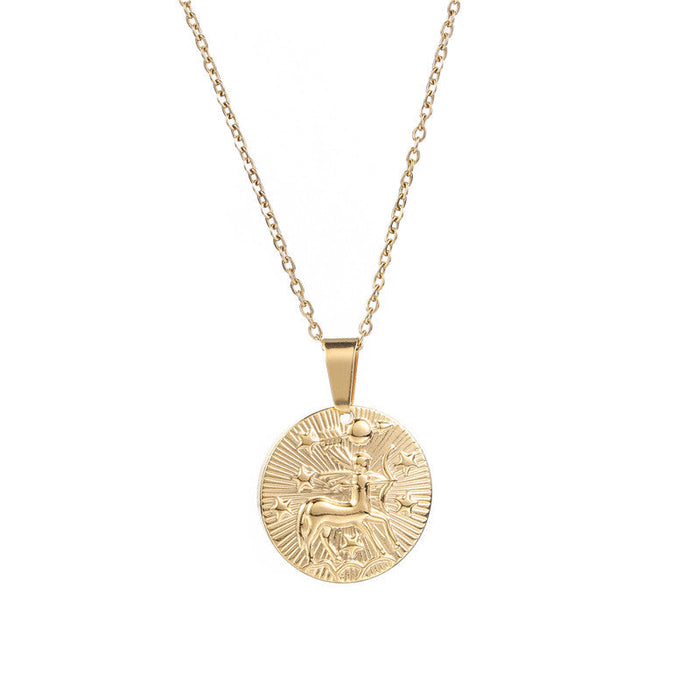 Gold Sagittarius Zodiac Sign Pendant Necklace