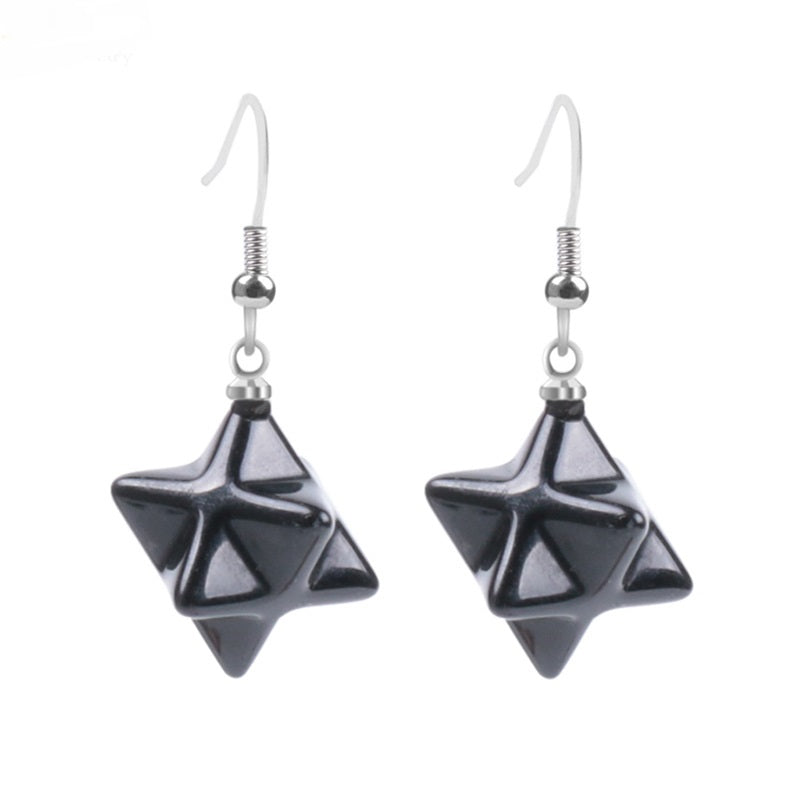 Black Obsidian Merkaba Earrings
