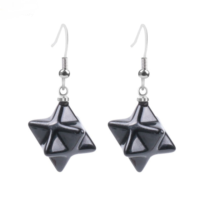 Black Obsidian Merkaba Earrings