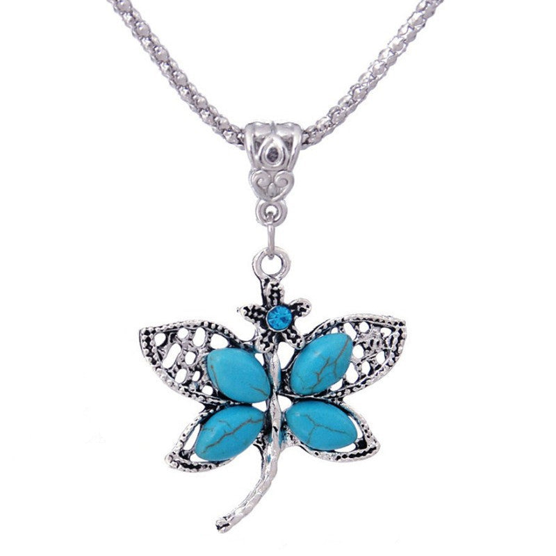 Dragonfly Turquoise Pendant Necklace