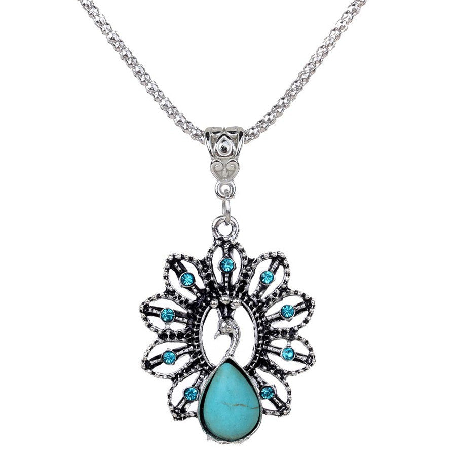 Peacock Turquoise Pendant Necklace