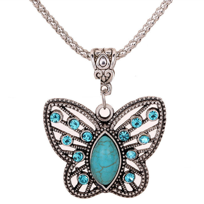 Butterfly Turquoise Pendant Necklace
