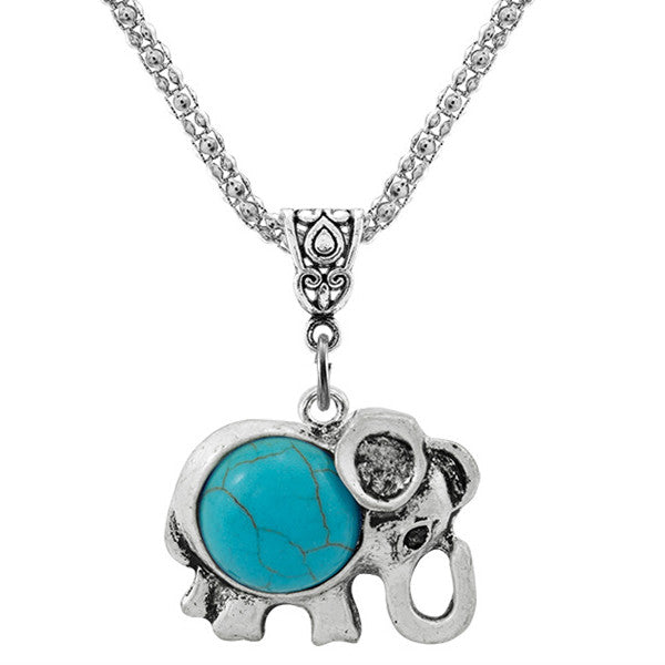 Elephant Turquoise Pendant Necklace