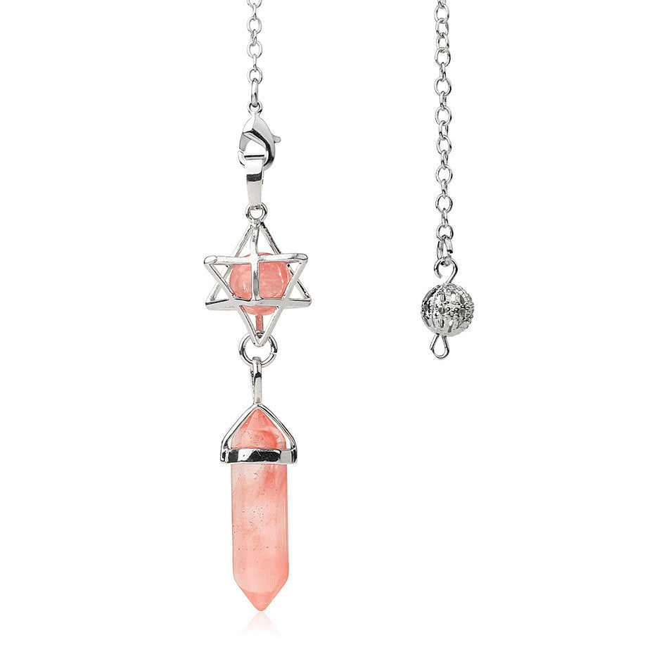 Cherry Pink Quartz Geometric Divination Pendulum