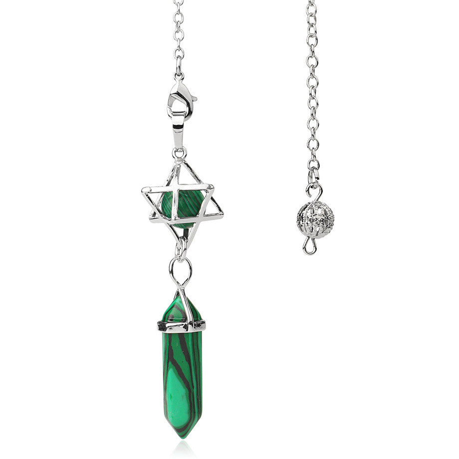 Green Malachite Geometric Divination Pendulum