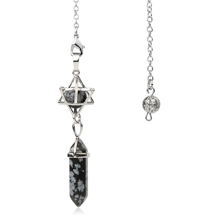Snow Obsidian Geometric Divination Pendulum