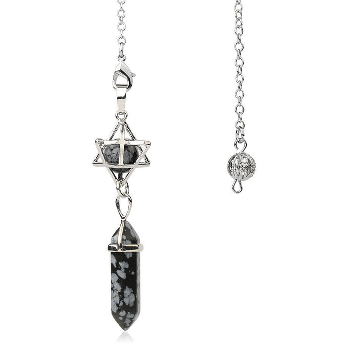 Snow Obsidian Geometric Divination Pendulum