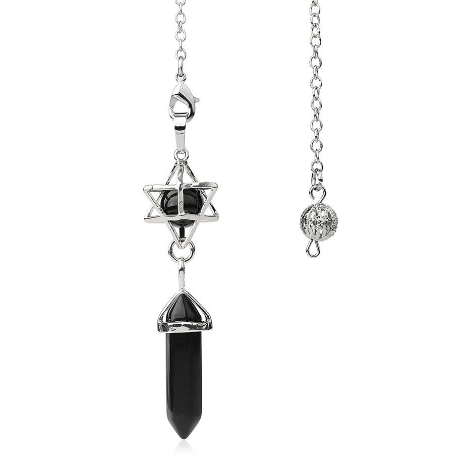 Black Obsidian Geometric Divination Pendulum