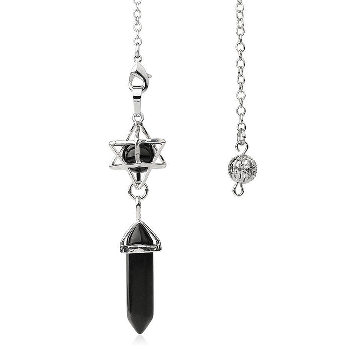 Black Obsidian Geometric Divination Pendulum