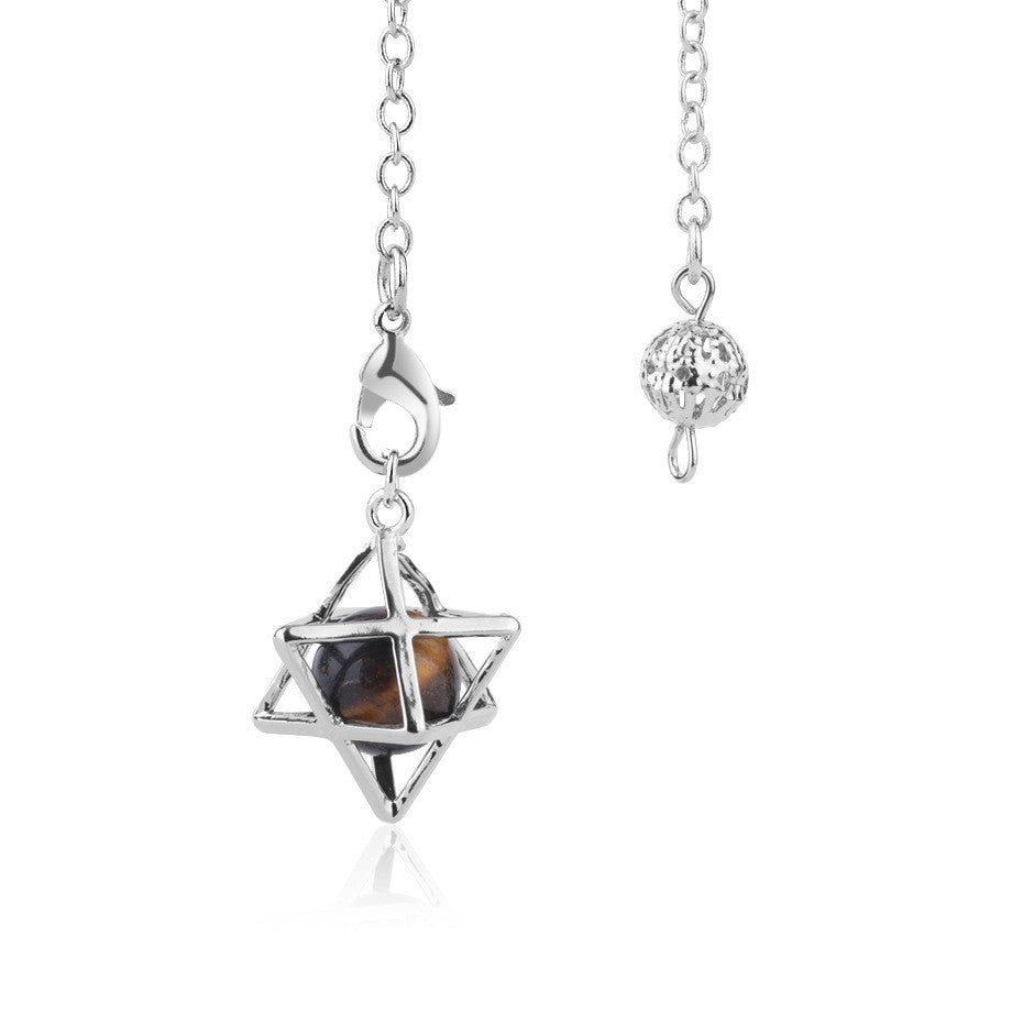 Tiger Eye Bead Merkaba Divination Pendulum
