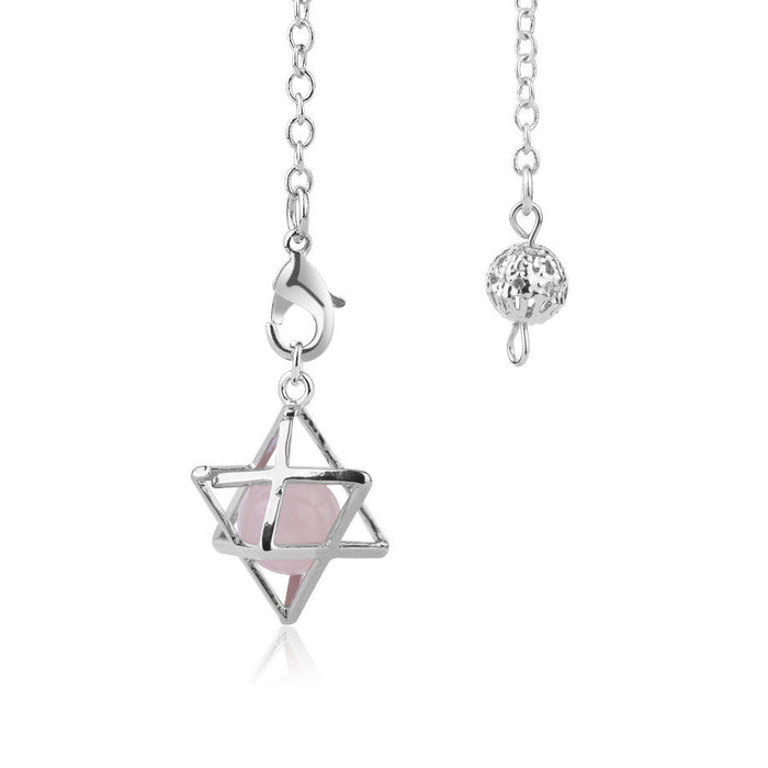 Pink Quartz Bead Merkaba Divination Pendulum