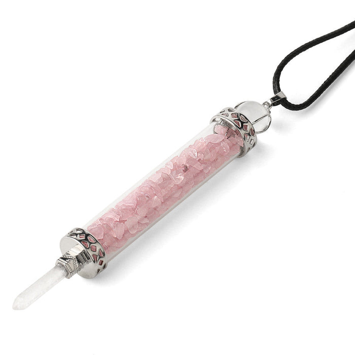 Pink Quartz Vial Pendant Necklace