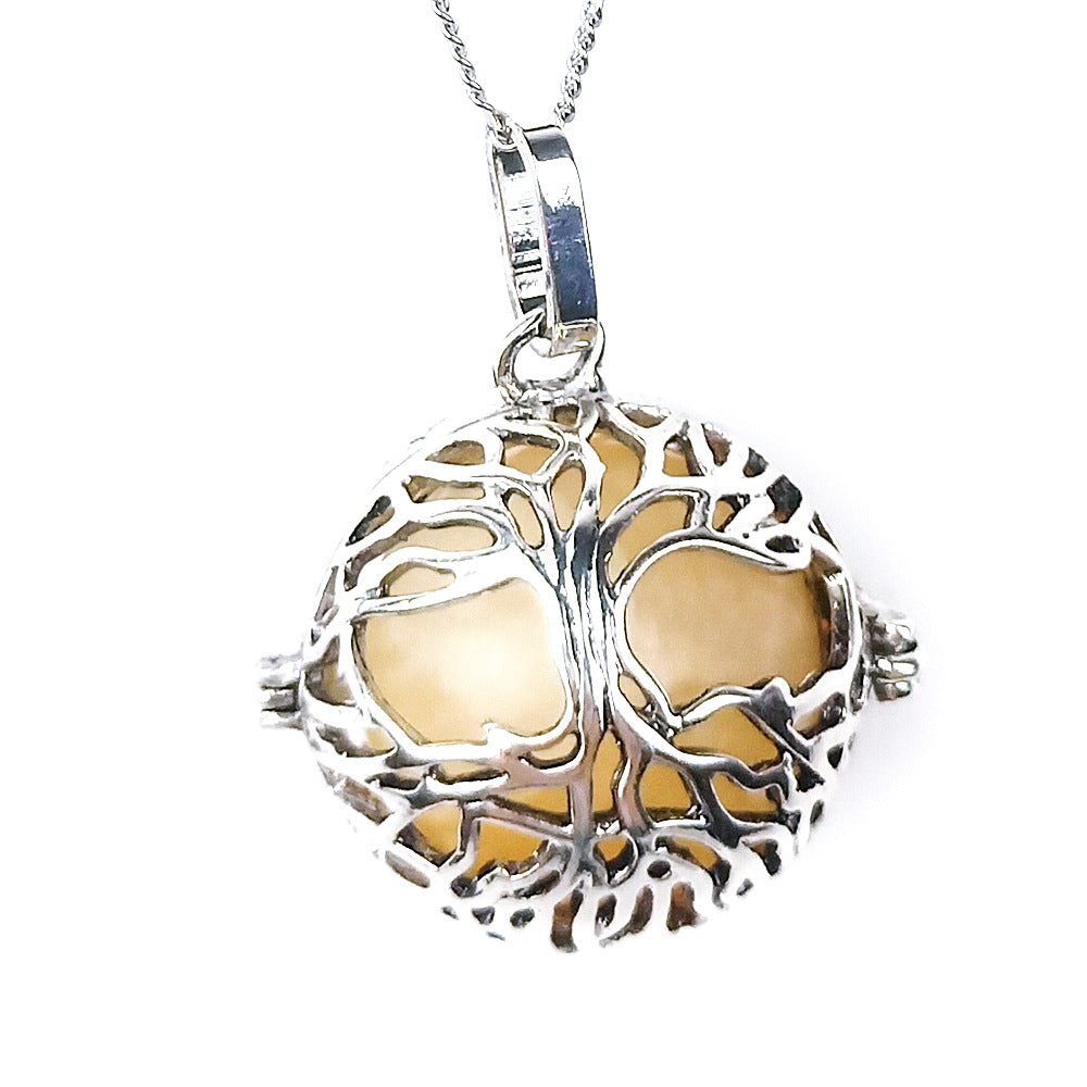 Topaz Bead Tree of Life Pendant Necklace
