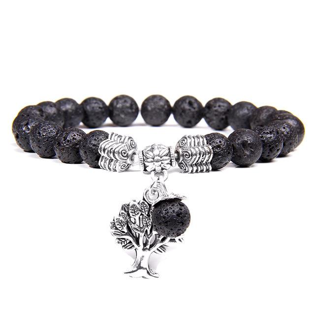 Lava Stone Stretch Tree of Life Bracelet
