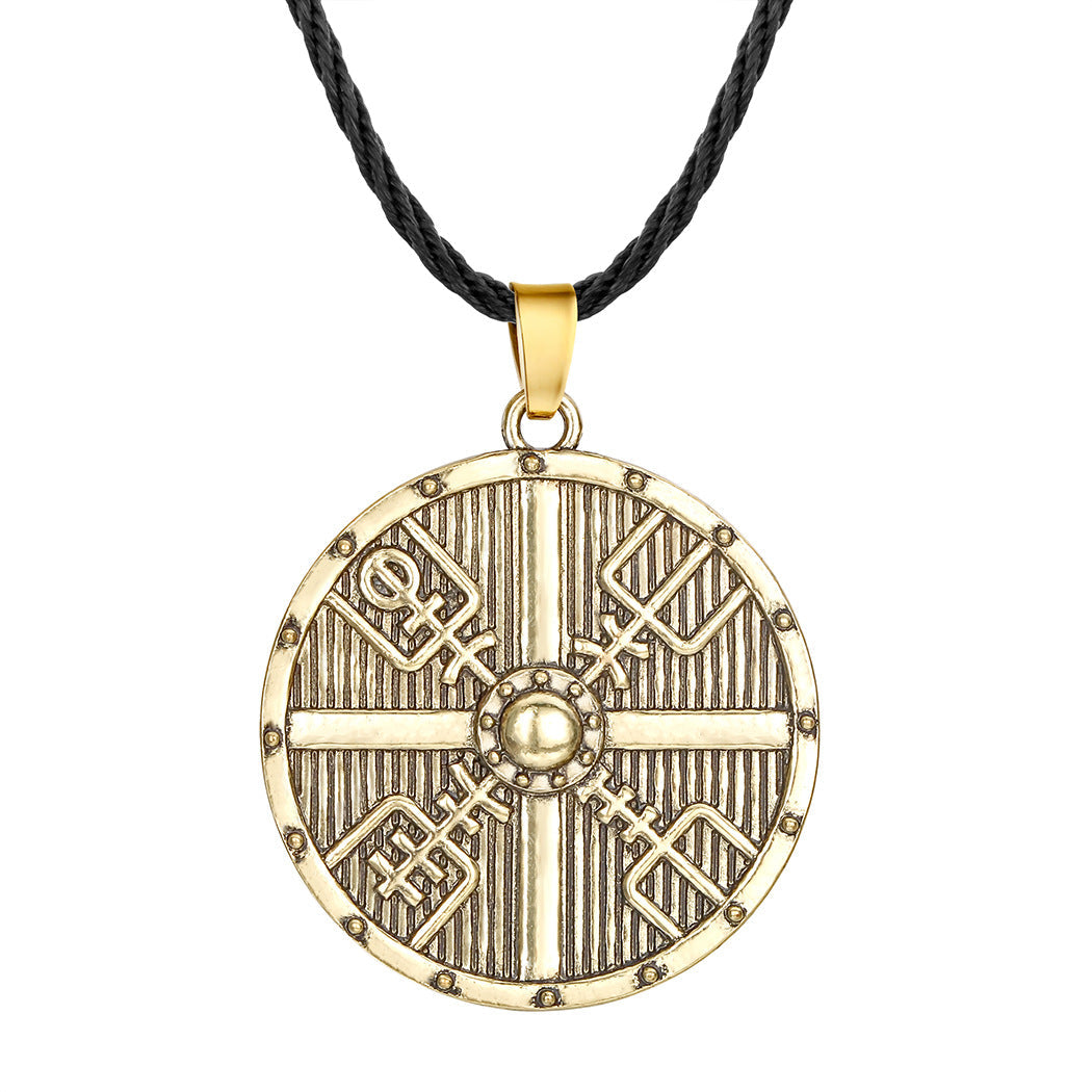 Gold Vegvisir Viking Compass Pendant Necklace – Stainless Steel