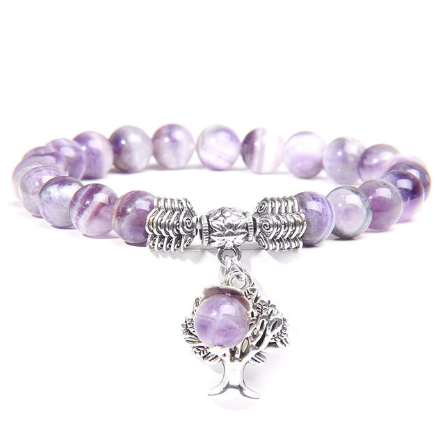 Amethyst Stretch Tree of Life Bracelet