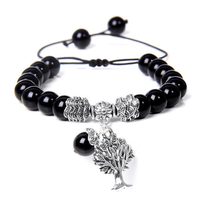 Black Obsidian Tree of Life Bracelet