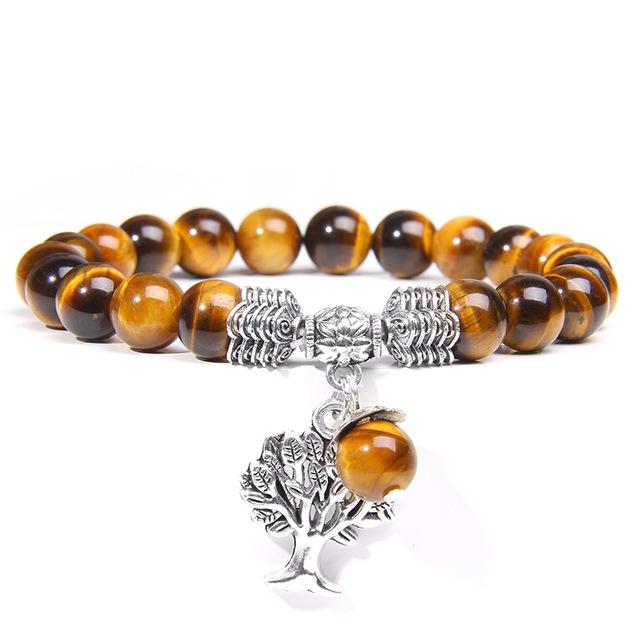 Tiger Eye Stretch Tree of Life Bracelet