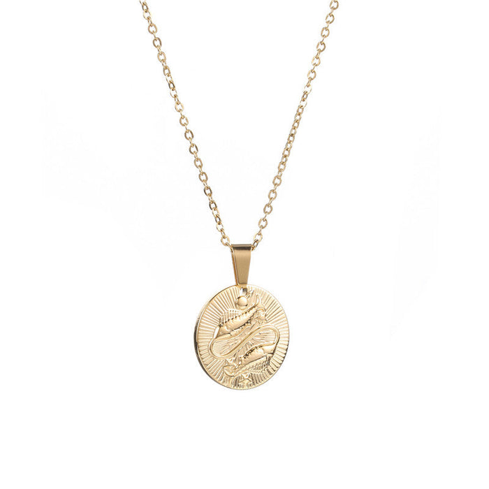 Gold Pisces Zodiac Sign Pendant Necklace