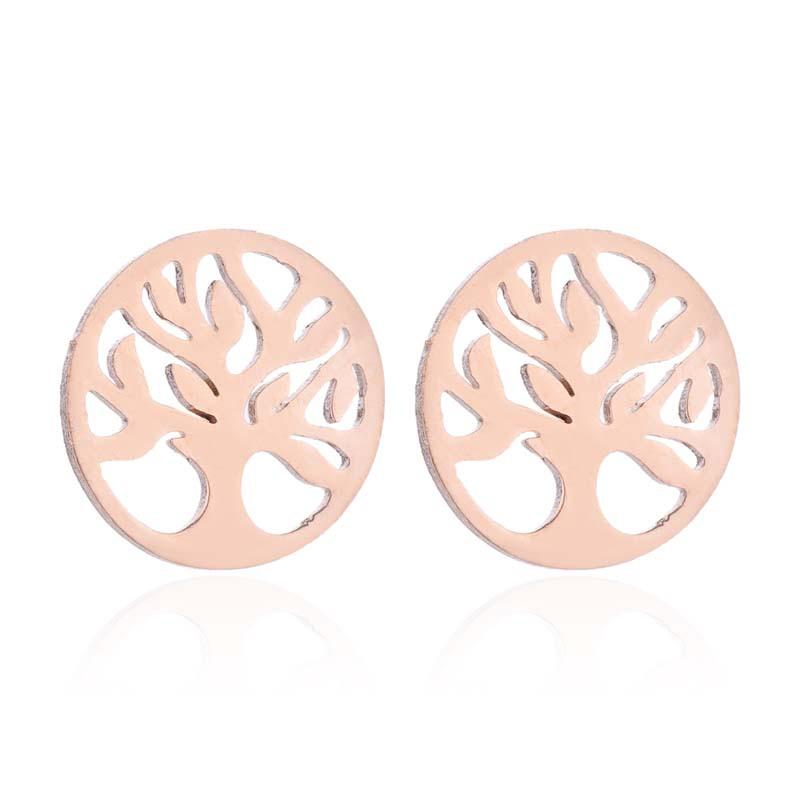 Rose Gold Tree of Life Symbol Earrings