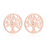 Rose Gold Tree of Life Symbol Earrings