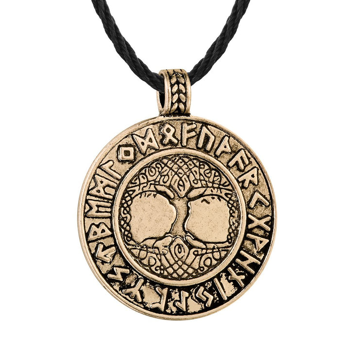 Gold Runes Tree of Life Pendant Necklace