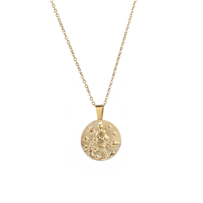 Gold Aquarius Zodiac Sign Pendant Necklace