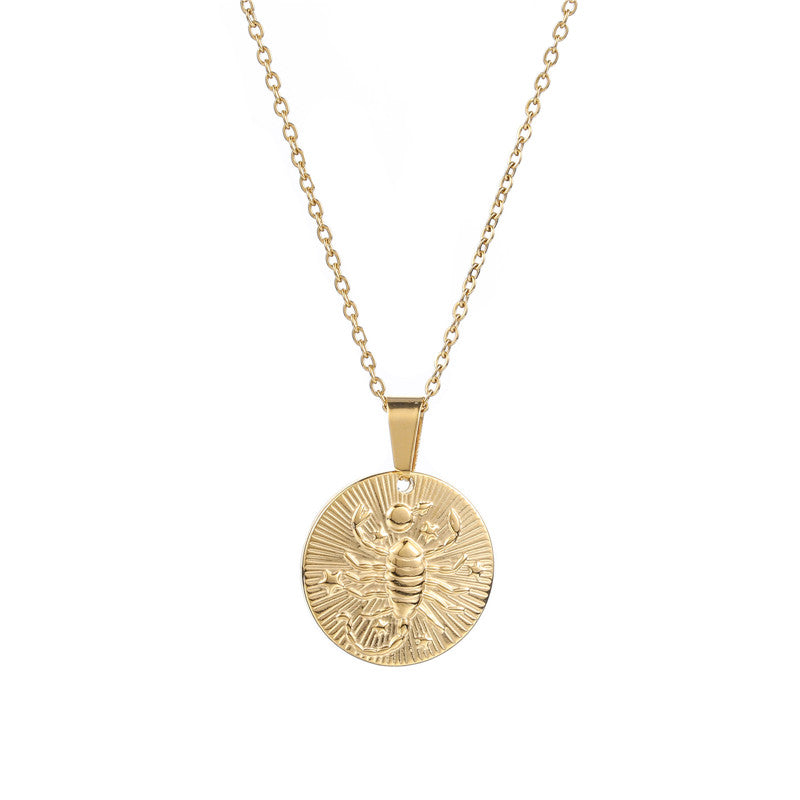 Gold Scorpio Zodiac Sign Pendant Necklace