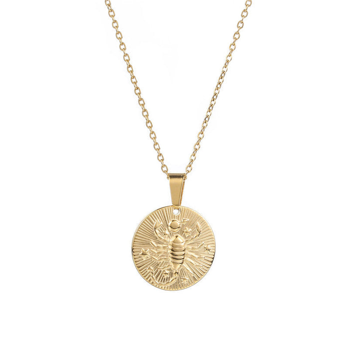 Gold Scorpio Zodiac Sign Pendant Necklace