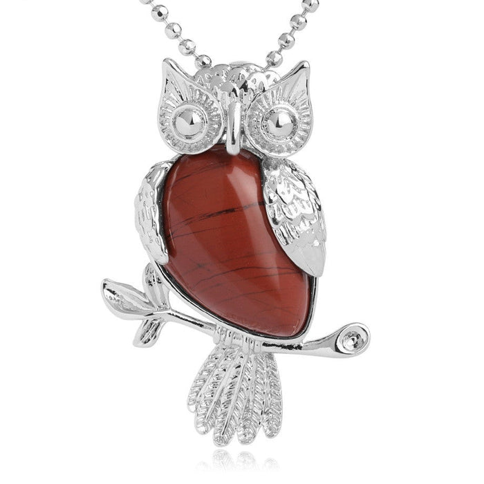 Red Jasper Owl Pendant Necklace
