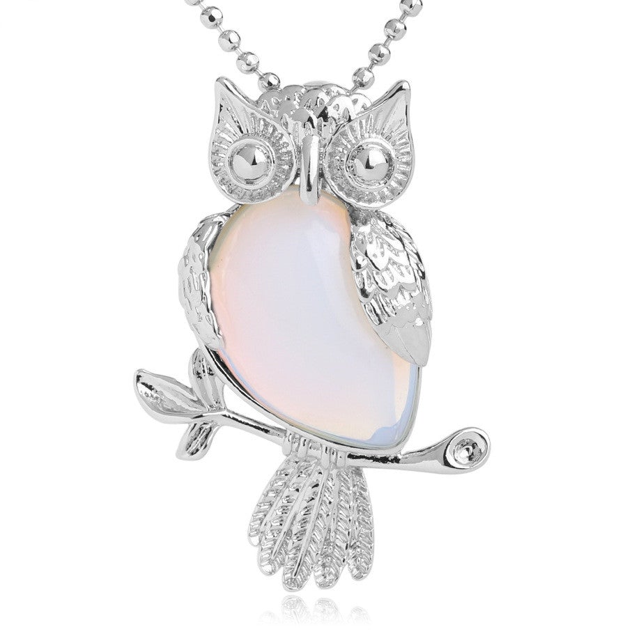 Opal Owl Pendant Necklace