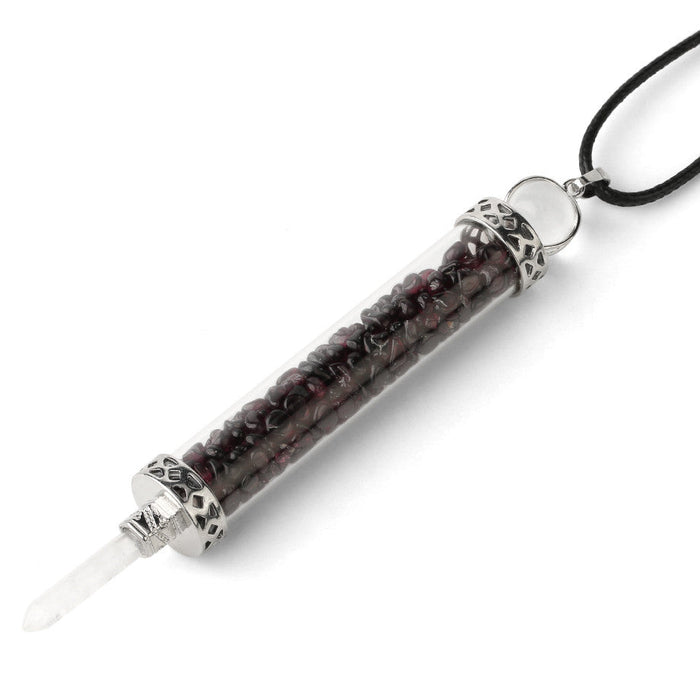 Red Garnet Vial Pendant Necklace