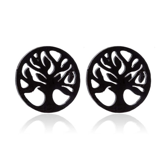 Black Tree of Life Symbol Earrings