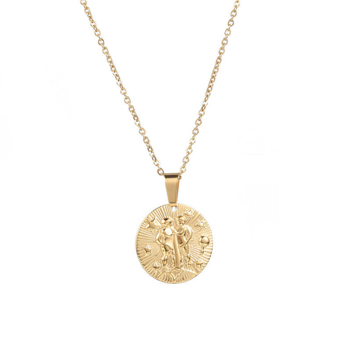 Gold Gemini Zodiac Sign Pendant Necklace