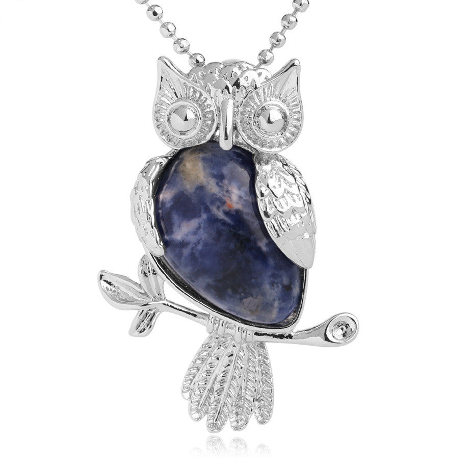 Sodalite Owl Pendant Necklace