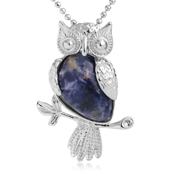 Sodalite Owl Pendant Necklace