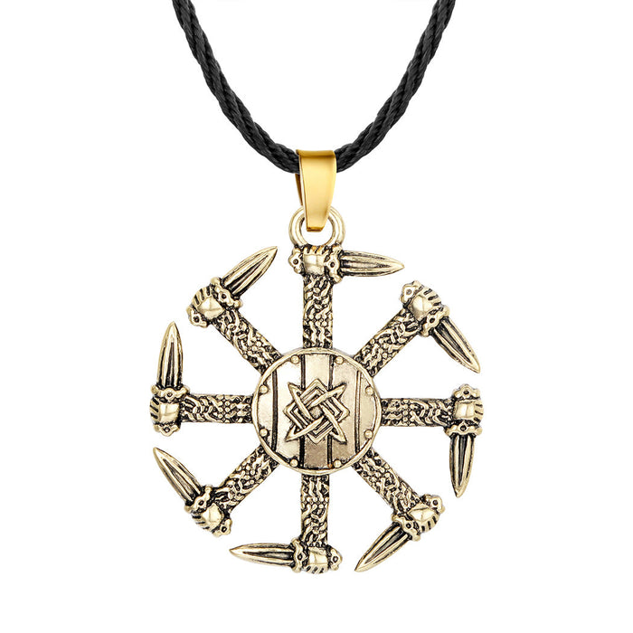 Gold Slavic Kolovrat Pendant Necklace – Stainless Steel