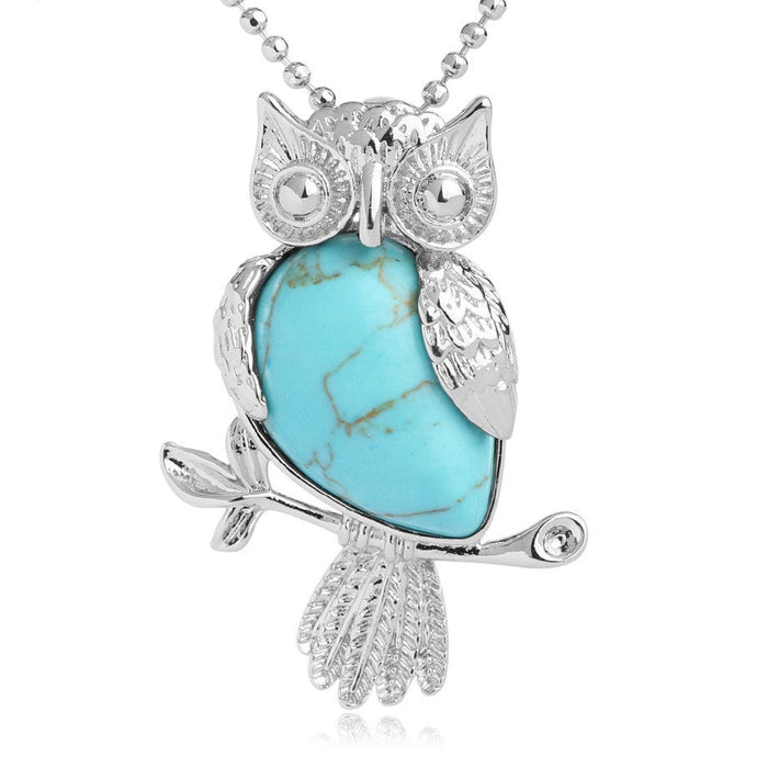 Turquoise Owl Pendant Necklace