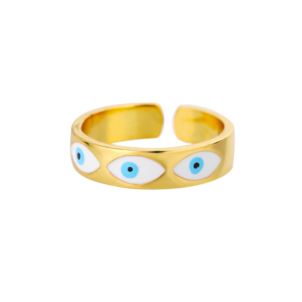 Gold Turquoise Eye of Fatima Ring