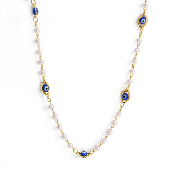 Gold Turkish Evil Eye Beaded Necklace